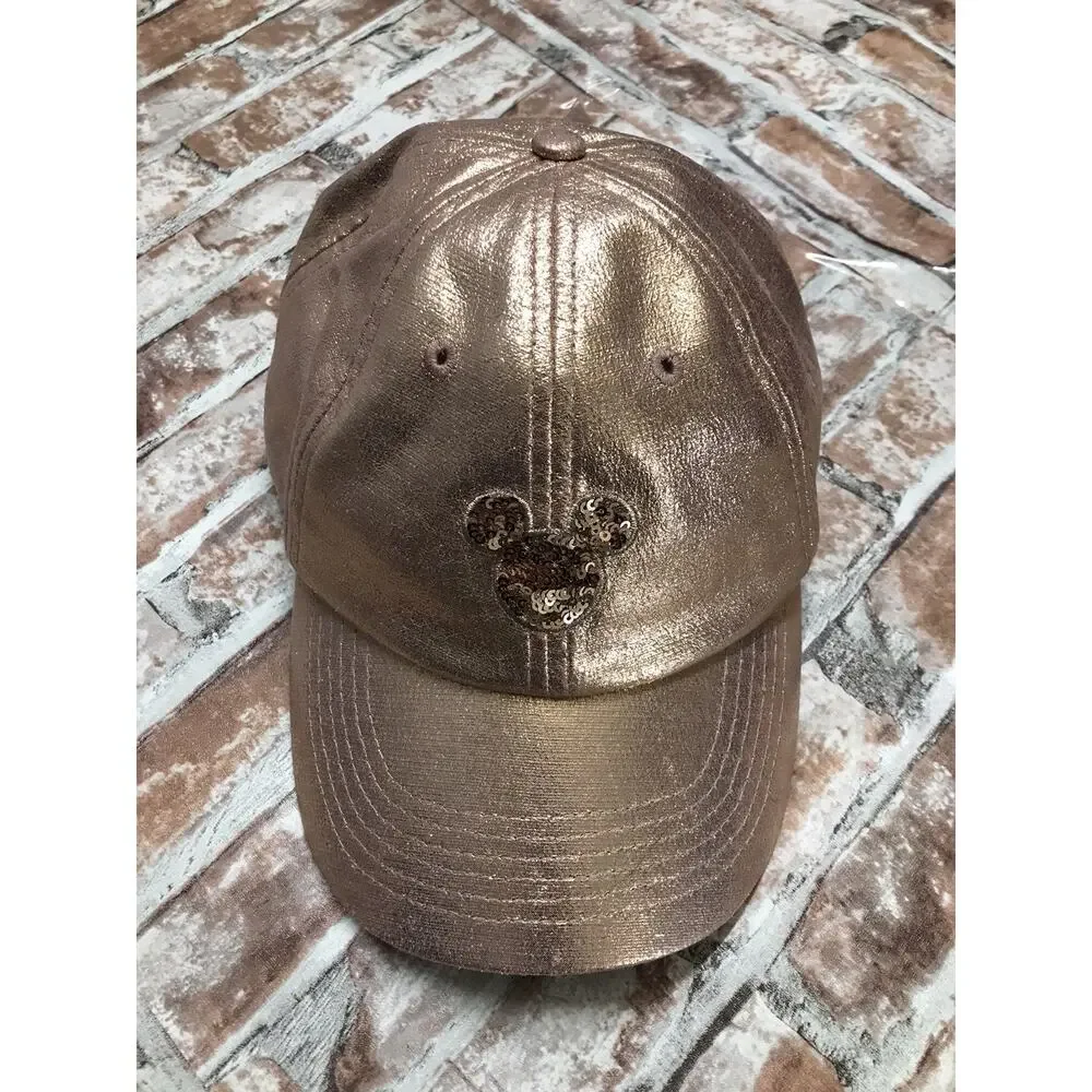 Disney Parks Mickey Mouse Rose Gold Sequin Metallic Baseball Women's Hat